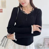 リボン刺繍レーストリムリブトップス | Outfitter lab | 詳細画像11 