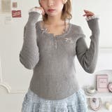 リボン刺繍レーストリムリブトップス | Outfitter lab | 詳細画像17 