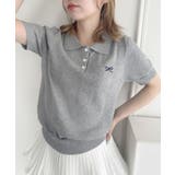 グレー | リボン刺繍ポロシャツ | Outfitter lab