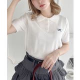 ホワイト | リボン刺繍ポロシャツ | Outfitter lab