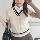 襟付きドッキングケーブルニットトップス | Outfitter lab | 詳細画像6