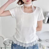 レースチョーカー付き裾フリルトップス | Outfitter lab | 詳細画像5