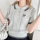 リボン刺繍ケーブルポロニット | Outfitter lab | 詳細画像12
