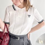 リボン刺繍ケーブルポロニット | Outfitter lab | 詳細画像6