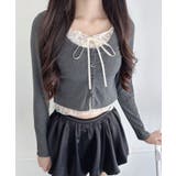 グレー | レースリボンレイヤードトップス | Outfitter lab