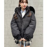 ブラック | ボリュームフェイクファーフードパデッドジャケット | Outfitter lab