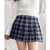 ネイビー | チェックプリーツミニスカパン | Outfitter lab