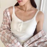 【 カップ付き 】レースストラップリブキャミソール | Outfitter lab | 詳細画像7 