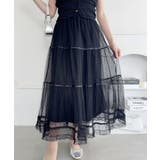 ブラック | ヴィンテージライクドットチュールスカート | Outfitter lab