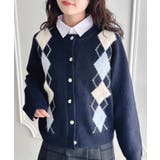 ネイビー | アーガイルニットカーディガン | Outfitter lab