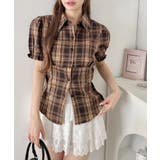 ブラウン | コルセットライクチェックシャツ | Outfitter lab