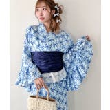 ブルー | 【かんたん着付け】フリル浴衣3点セット【セパレート浴衣】 | Outfitter lab