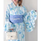 サックスブルー | 【かんたん着付け】フリル浴衣3点セット【セパレート浴衣】 | Outfitter lab