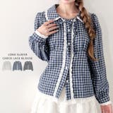 ロングスリーブチェックレースブラウス | Outfitter lab | 詳細画像1 