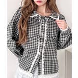 ブラック | ロングスリーブチェックレースブラウス | Outfitter lab