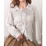 アイボリー | ロングスリーブチェックレースブラウス | Outfitter lab