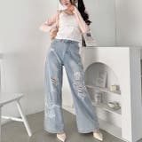 クラッシュレースプリントデニムパンツ | Outfitter lab | 詳細画像9 