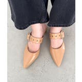 ベージュ | ポインテッドトゥ太ベルトミュール | Outfitter lab