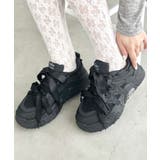 ブラック | 【靴紐2SET】ダブルリボン厚底スニーカー | Outfitter lab