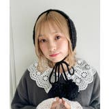 ブラック | 【5色展開】ポンポンリボンニットイヤーマフ | Outfitter lab