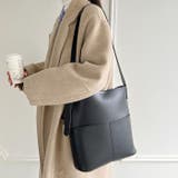 【A4サイズ収納可】外ポケット付き フェイクレザー バケツショルダーバッグ | Outfitter lab | 詳細画像6