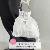 リボン付きパール2WAYショルダーパーティー巾着バッグ | Outfitter lab | 詳細画像2
