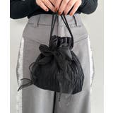 ブラック | リボン付きパール2WAYショルダーパーティー巾着バッグ | Outfitter lab