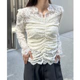 アイボリー | 花柄レースVネックカットソー | Outfitter lab