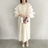 袖ボリュームフリルシアーレイヤード V ネックロングワンピース | Outfitter lab | 詳細画像19 