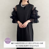 袖ボリュームフリルシアーレイヤード V ネックロングワンピース | Outfitter lab | 詳細画像2 