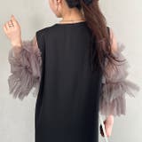 袖ボリュームフリルシアーレイヤード V ネックロングワンピース | Outfitter lab | 詳細画像23 