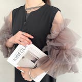 袖ボリュームフリルシアーレイヤード V ネックロングワンピース | Outfitter lab | 詳細画像24 