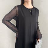 袖ボリュームフリルシアーレイヤード V ネックロングワンピース | Outfitter lab | 詳細画像9 
