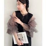ブラック系その他 | 袖ボリュームフリルシアーレイヤード V ネックロングワンピース | Outfitter lab