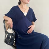 Vネックシャーリングロングワンピース Vネックデザインマタニティワンピース Vネ… | Outfitter lab | 詳細画像12