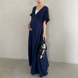Vネックシャーリングロングワンピース Vネックデザインマタニティワンピース Vネ… | Outfitter lab | 詳細画像16