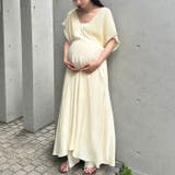 Vネックシャーリングロングワンピース Vネックデザインマタニティワンピース Vネ… | Outfitter lab | 詳細画像18