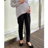 ブラック | 【マタニティ】お腹楽々のびのびマタニティテーパードパンツ | Outfitter lab