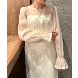 アイボリー | ジャガードシアースリーブロングドレス ロングワンピース パーティードレス | Outfitter lab