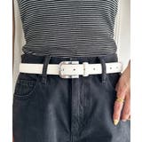オフホワイト | 【長さ調整可】シルバーバックルPUベルト | Outfitter lab