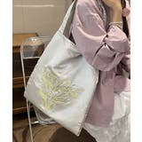 シルバー | チューリップ刺繍サテントートバッグ | Outfitter lab