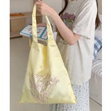 イエロー | チューリップ刺繍サテントートバッグ | Outfitter lab