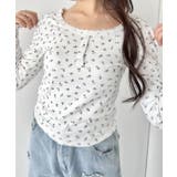 ホワイト | レースフラワーヘンリーネックトップス | Outfitter lab