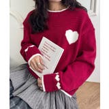 レッド | ポイントハートニットトップス | Outfitter lab