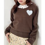 ブラウン | ワンポイントハートニットトップス | Outfitter lab