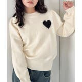 アイボリー | ワンポイントハートニットトップス | Outfitter lab