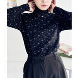 ブラック | 小花柄ハイネックトップス | Outfitter lab
