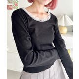 ブラック | レース付き長袖インナートップス | Outfitter lab