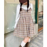ブラウン | チェック柄フリルティアードチュニック | Outfitter lab