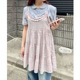 ピンク | チェック柄フリルティアードチュニック | Outfitter lab